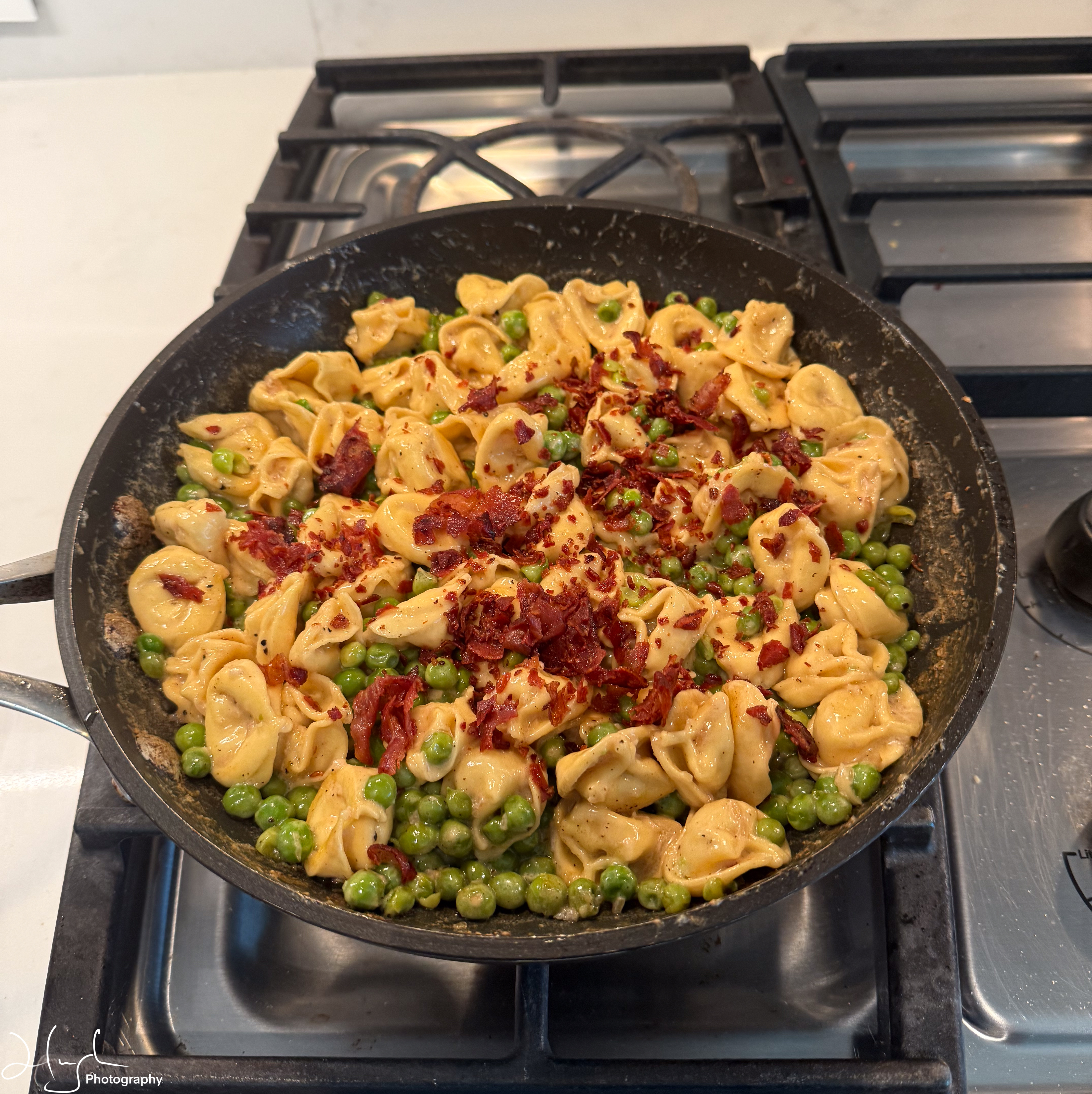 One Pot Tortellini with Proscutto & Peas-NYTimes